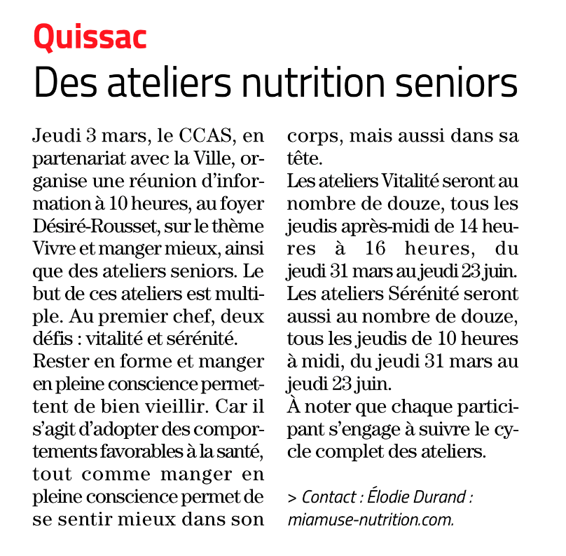 ateliers nutrition